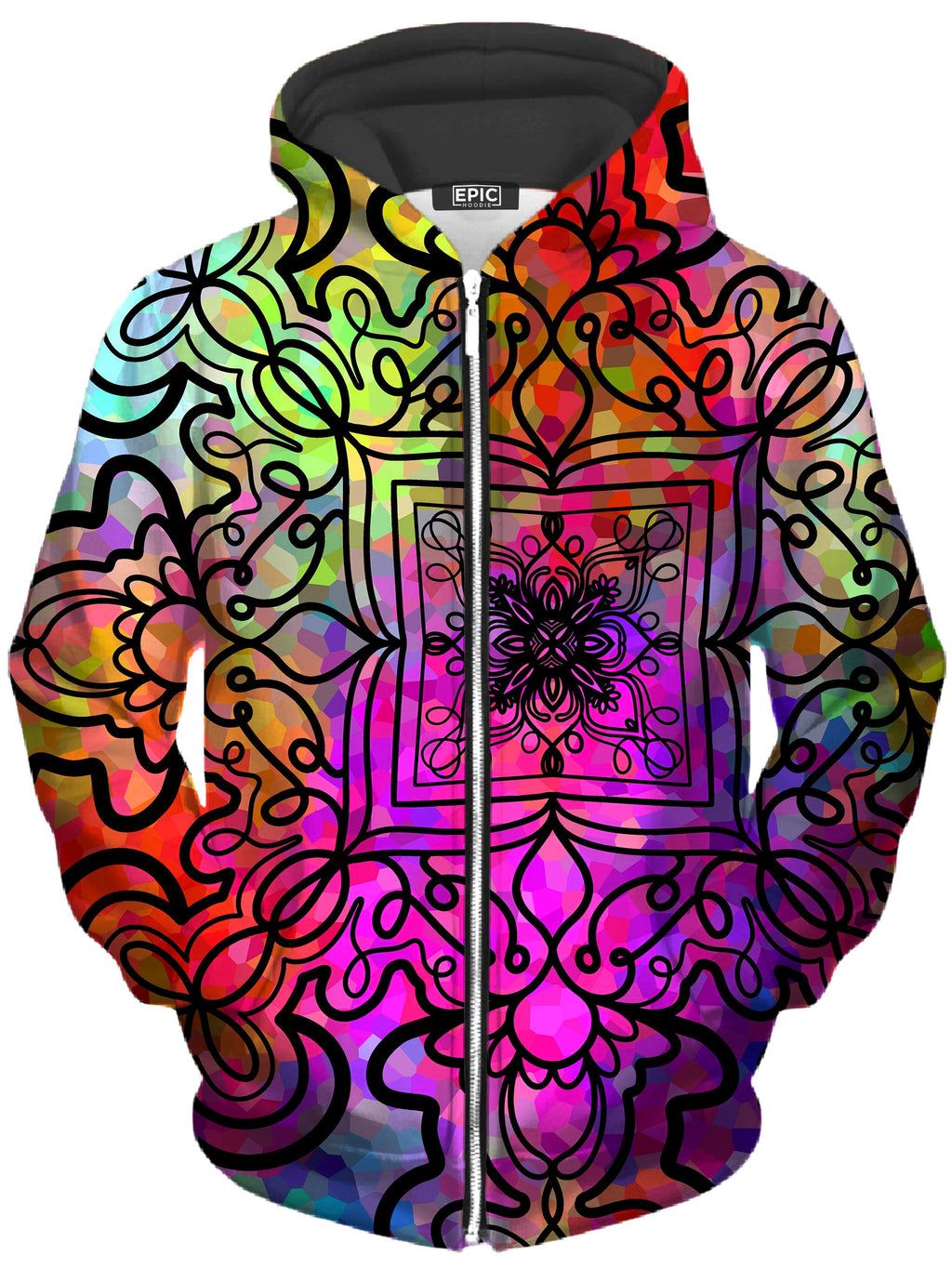 Ornate on Plasma Unisex Zip-Up Hoodie Sartoris Art Epic Hoodie