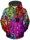Ornate on Plasma Unisex Zip-Up Hoodie Sartoris Art Epic Hoodie