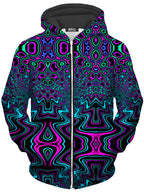 Fractal River Unisex Zip-Up Hoodie Psychedelic Pourhouse Epic Hoodie