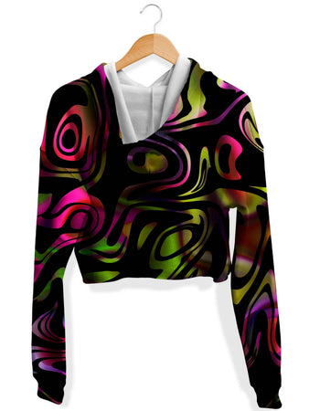 Sartoris Art - Loopy Abstract Fleece Crop Hoodie