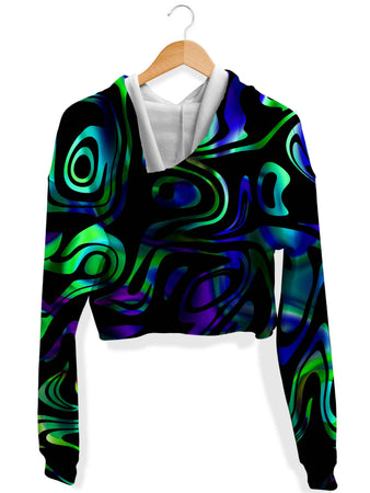 Sartoris Art - Network Abstract Fleece Crop Hoodie