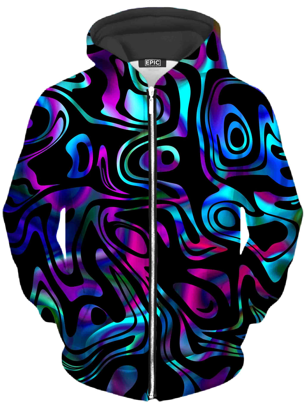 Dynamic Blues Unisex Zip-Up Hoodie Sartoris Art Epic Hoodie