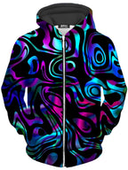 Dynamic Blues Unisex Zip-Up Hoodie Sartoris Art Epic Hoodie