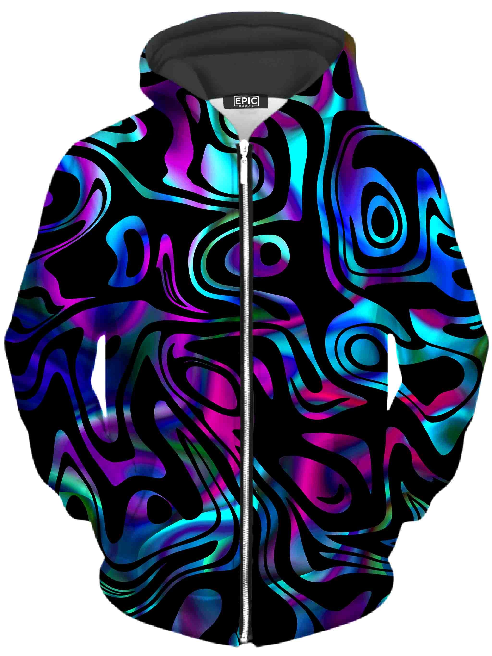 Dynamic Blues Unisex Zip-Up Hoodie Sartoris Art Epic Hoodie