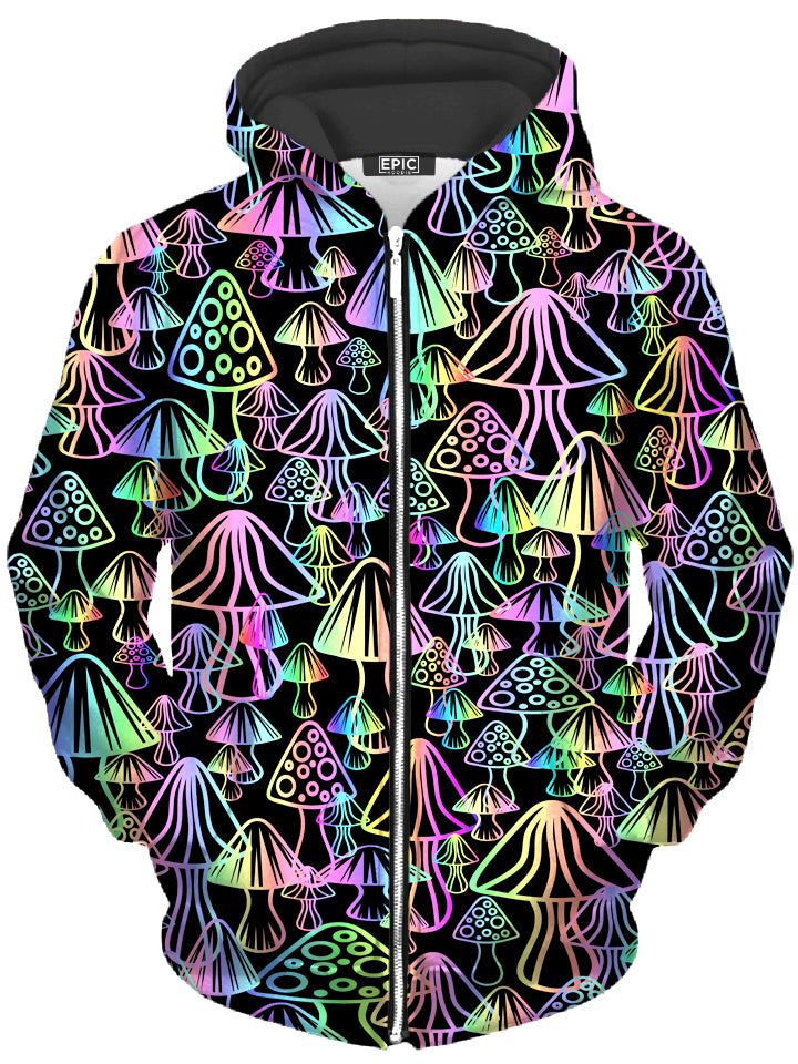 Magic Mushroom Unisex Zip-Up Hoodie Sartoris Art Epic Hoodie