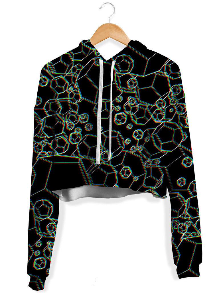 Yantrart Design - Dodecahedron Madness Glitch Fleece Crop Hoodie