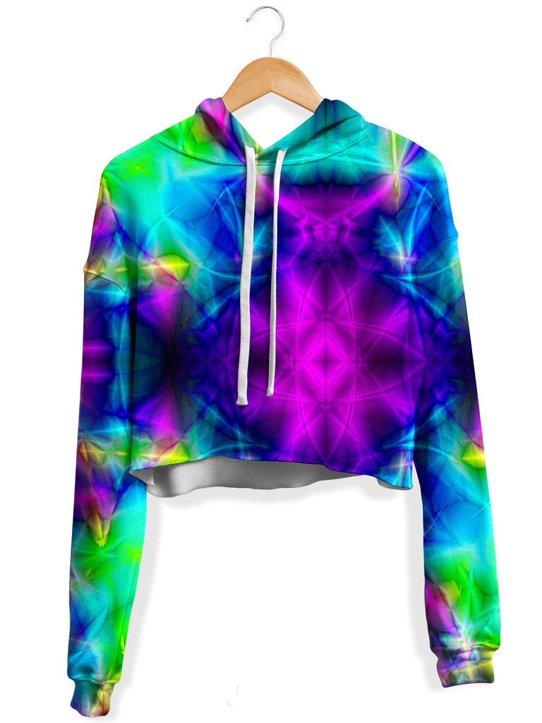 Yantrart Design - Psyched Mixed Dimension Fleece Crop Hoodie