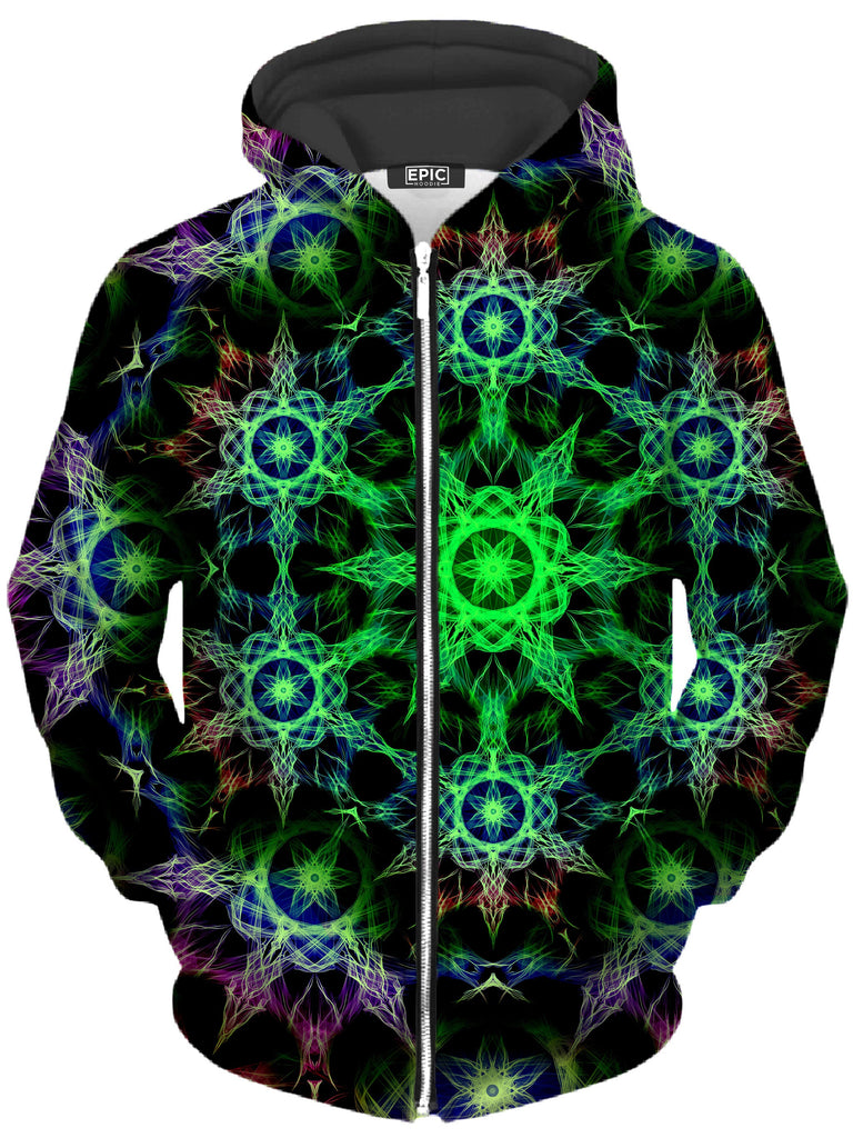 Yantrart Design - Kaleidoscope Jungle Unisex Zip-Up Hoodie