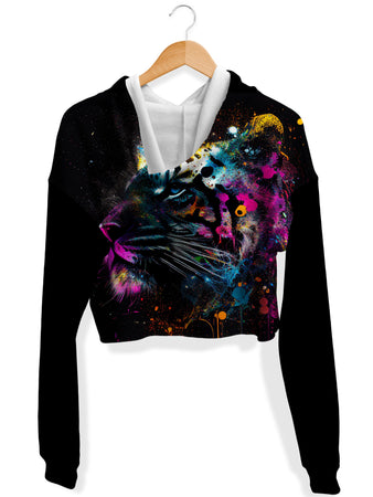 iEDM - Galactic Tiger Fleece Crop Hoodie