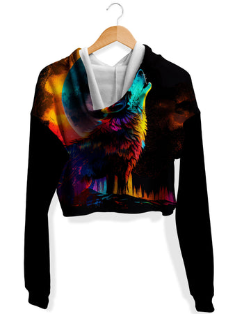 iEDM - Spirit Wolf Fleece Crop Hoodie