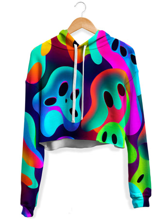 iEDM - Ghostly Fleece Crop Hoodie