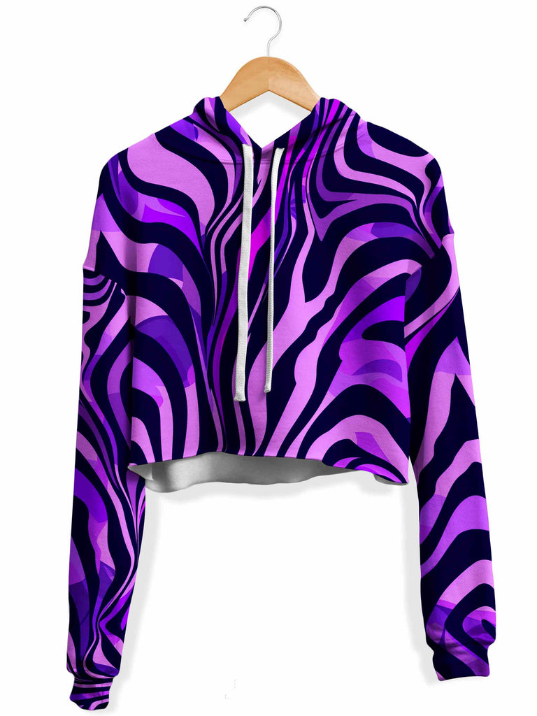 iEDM - Noir Stripes Fleece Crop Hoodie