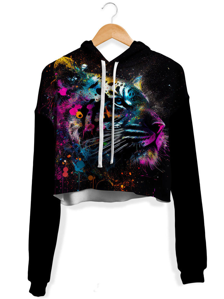 iEDM - Galactic Tiger Fleece Crop Hoodie