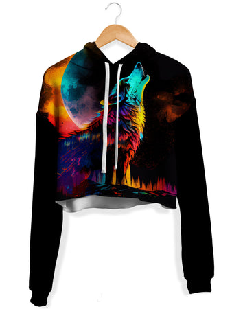 iEDM - Spirit Wolf Fleece Crop Hoodie