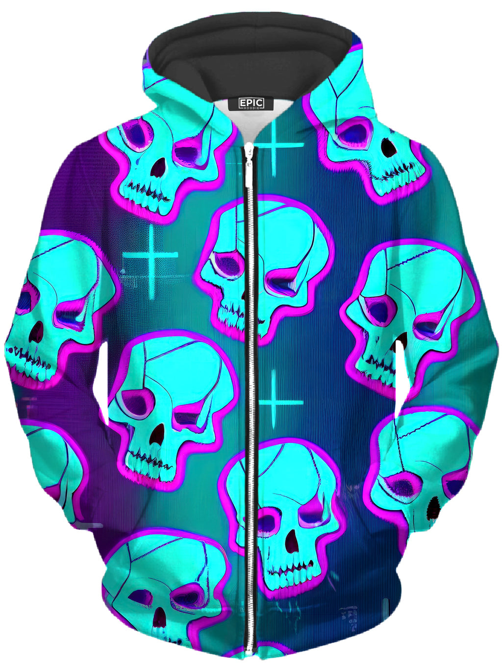 Neon Fright Unisex Zip-Up Hoodie iEDM Epic Hoodie