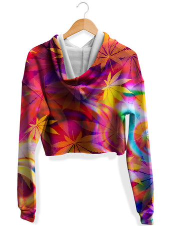 Art Designs Works - Ganja Dreamin Fleece Crop Hoodie