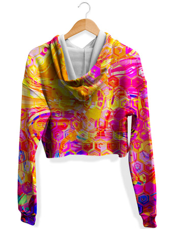 Art Designs Works - Ornate Drip Fleece Crop Hoodie