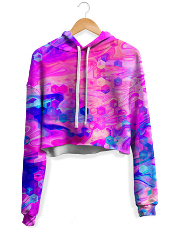 Art Designs Works - Cotton Candy Wash Fleece Crop Hoodie