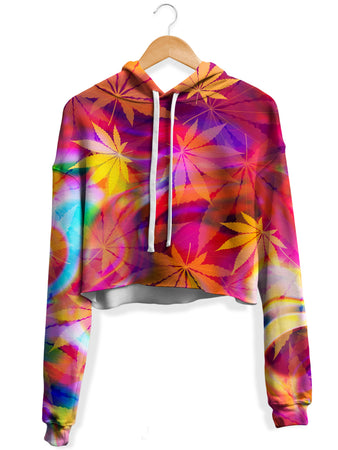 Art Designs Works - Ganja Dreamin Fleece Crop Hoodie