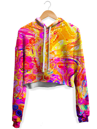 Art Designs Works - Ornate Drip Fleece Crop Hoodie