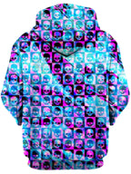 Skull Fam Blue Unisex Zip-Up Hoodie Art Designs Works Epic Hoodie