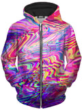 Glitch Waves Unisex Zip-Up Hoodie Art Designs Works Epic Hoodie