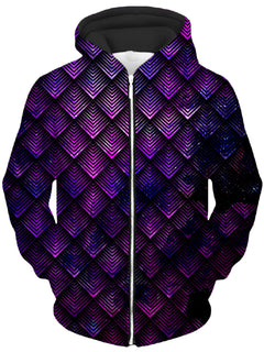 Noctum X Truth - Galactic Dragon Scale Purple Unisex Zip-Up Hoodie