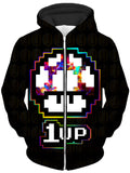 Level Up Mushroom Unisex Zip-Up Hoodie Noctum X Truth Epic Hoodie