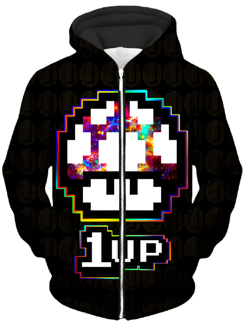 Level Up Mushroom Unisex Zip-Up Hoodie Noctum X Truth Epic Hoodie