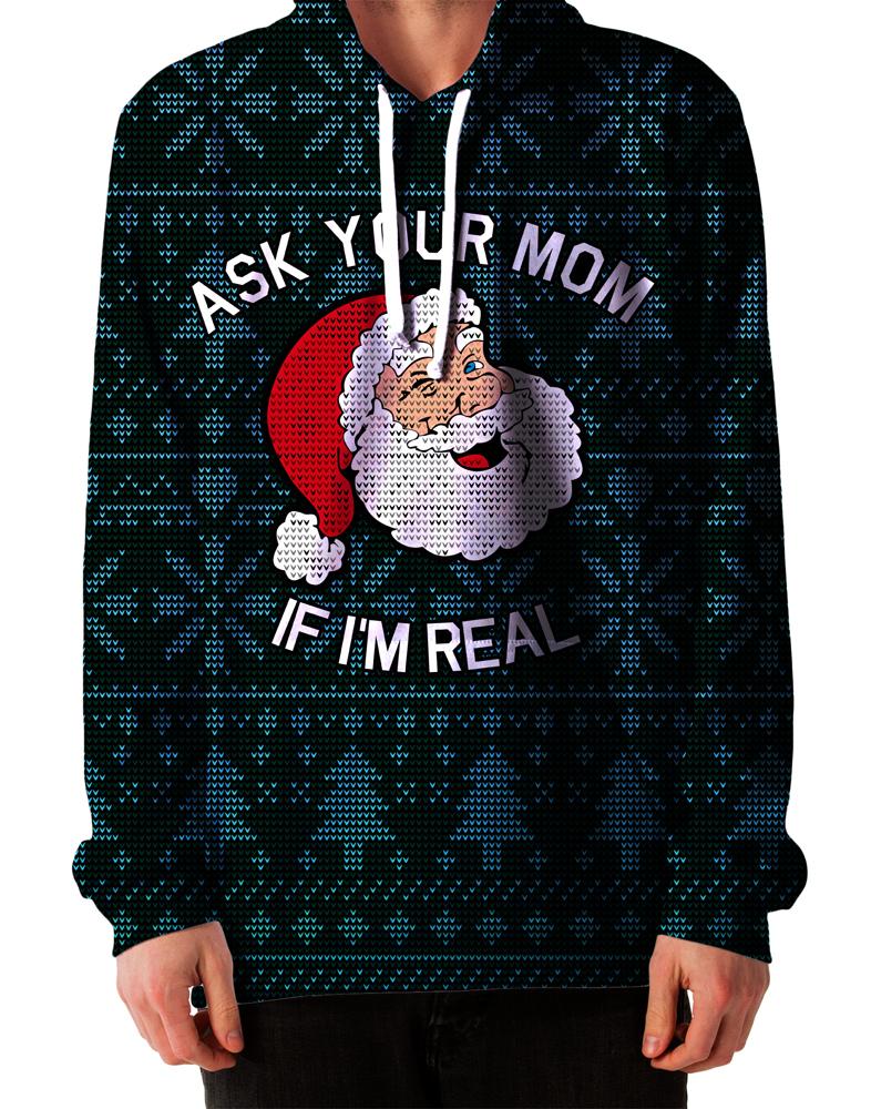 Ask Your Mom Ugly Christmas Hoodie, On Cue Apparel, T6 - Epic Hoodie