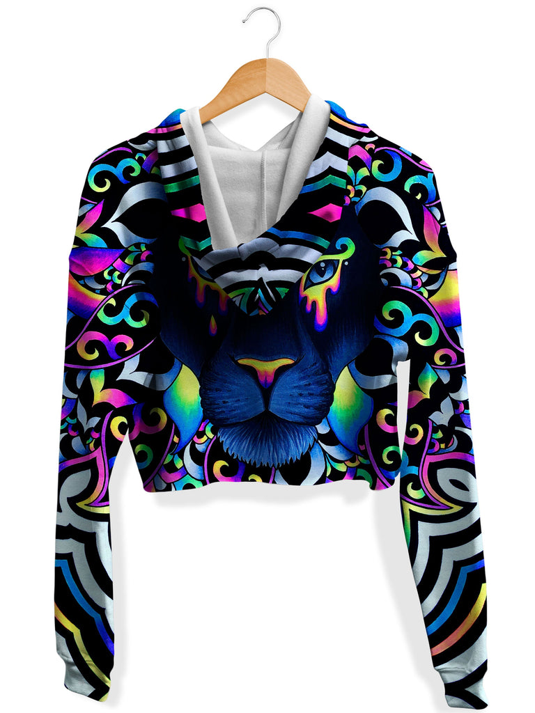 Electric Lion Fleece Crop Hoodie