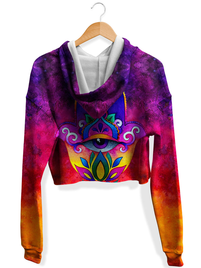 Sunset Hamsa Fleece Crop Hoodie