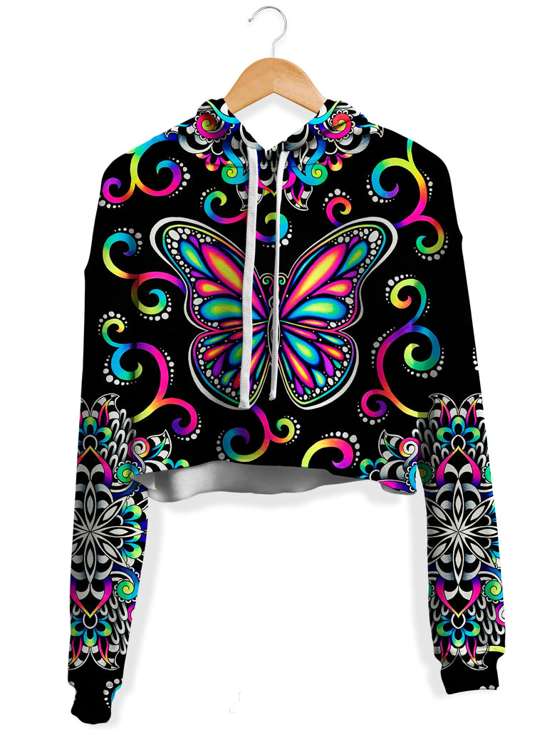 BrizBazaar - Butterfly Vibez Fleece Crop Hoodie