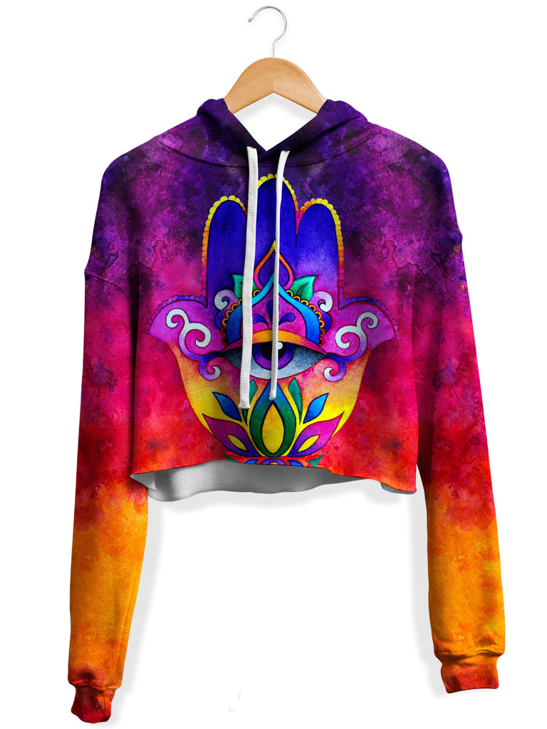 BrizBazaar - Sunset Hamsa Fleece Crop Hoodie