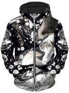 Monochrome Melt Unisex Zip-Up Hoodie BrizBazaar Epic Hoodie