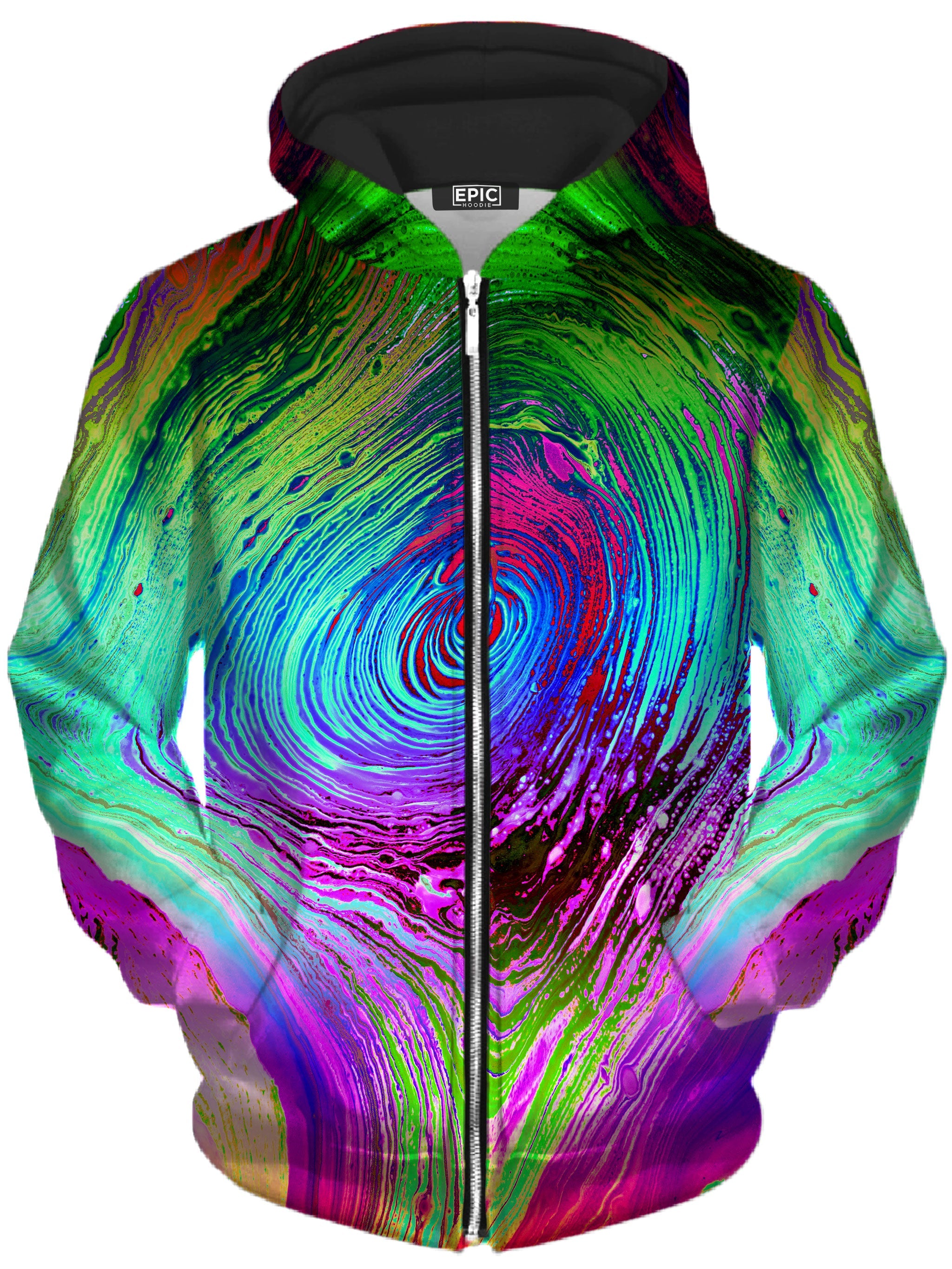 Rainbow Vortex Unisex Zip-Up Hoodie BrizBazaar Epic Hoodie