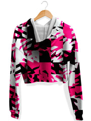 Pink Digital Fleece Crop Hoodie