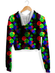 RGB Smile Glitch Fleece Crop Hoodie