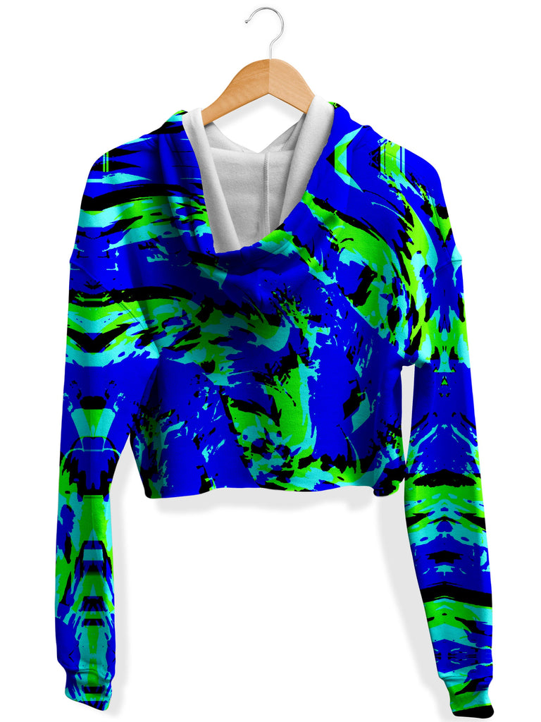 Sea Splatter Rave Graffiti Fleece Crop Hoodie