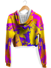 Tropical Ombre Paint Splatter Graffiti Fleece Crop Hoodie