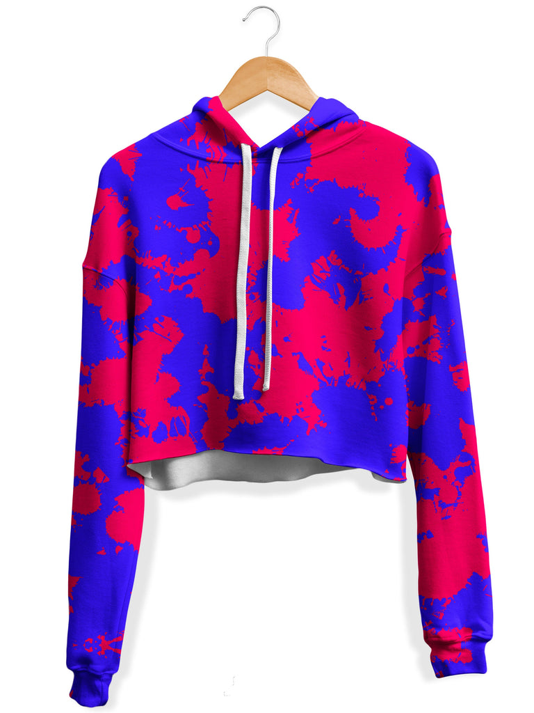 Big Tex Funkadelic - Pink and Violet Paint Splatter Fleece Crop Hoodie