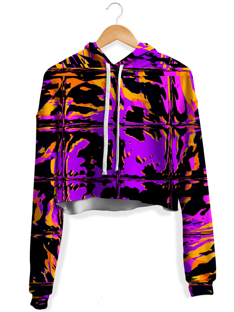 Big Tex Funkadelic - Purple Blackout Rave Glitch Fleece Crop Hoodie