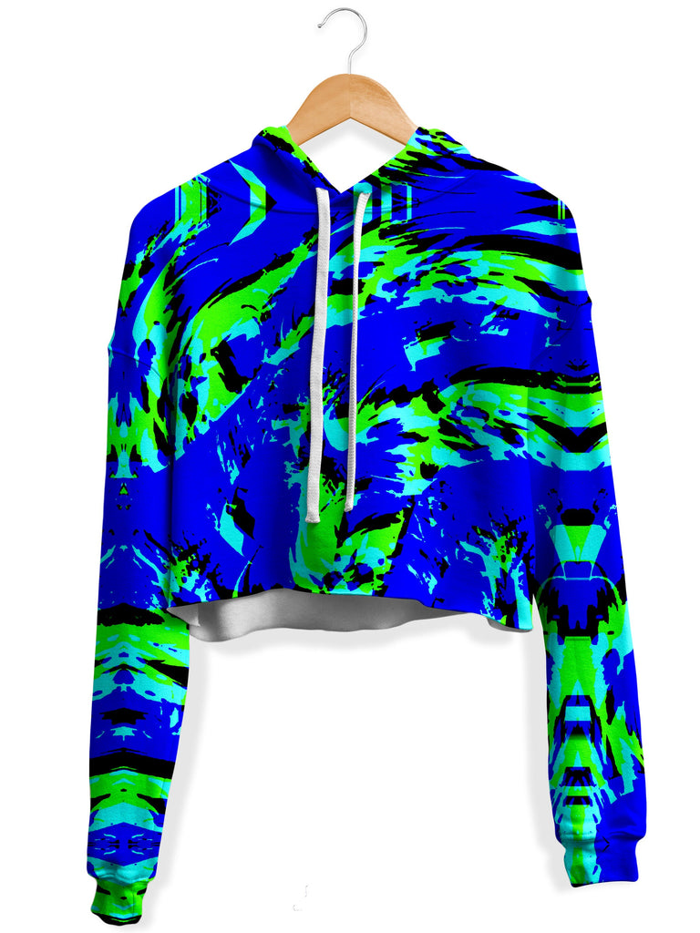 Big Tex Funkadelic - Sea Splatter Rave Graffiti Fleece Crop Hoodie