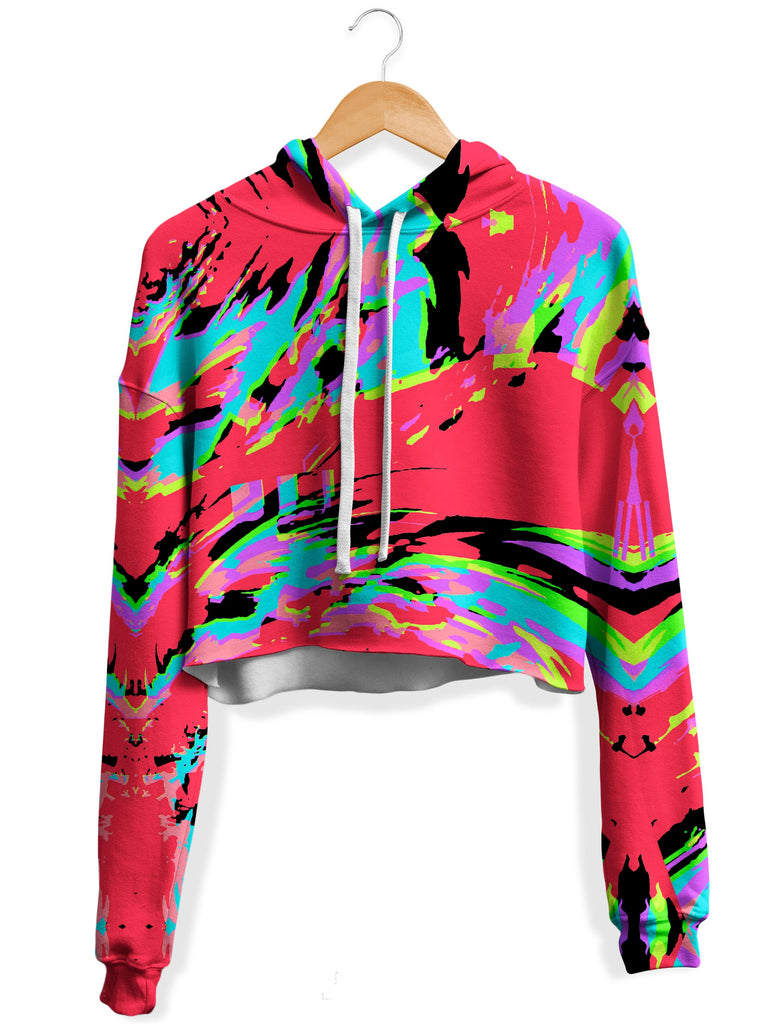 Big Tex Funkadelic - Tropical Coral Glitch Fleece Crop Hoodie