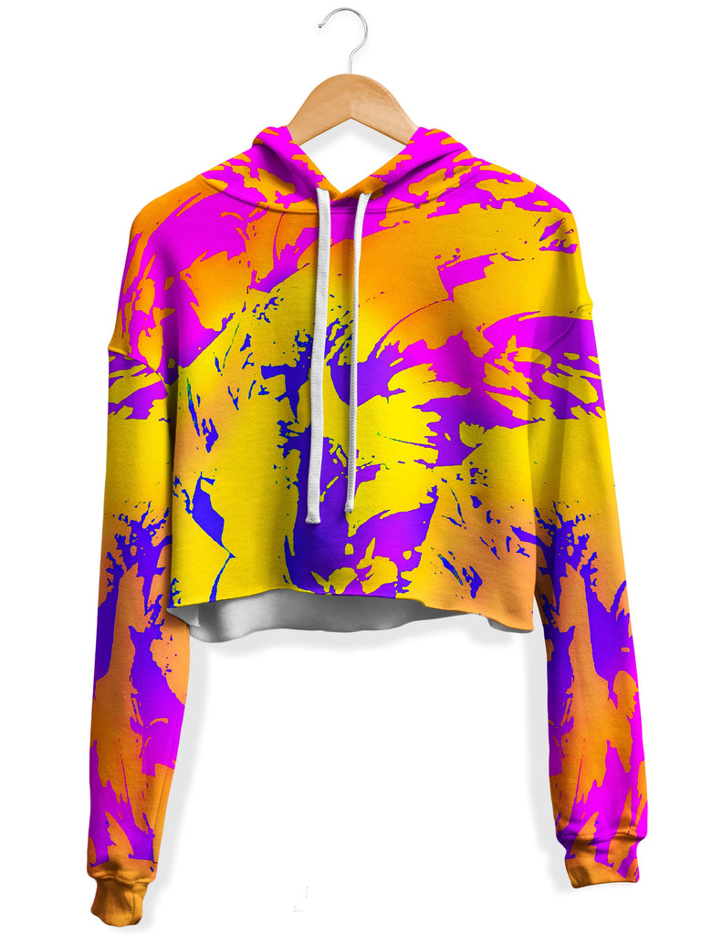 Big Tex Funkadelic - Tropical Ombre Paint Splatter Graffiti Fleece Crop Hoodie