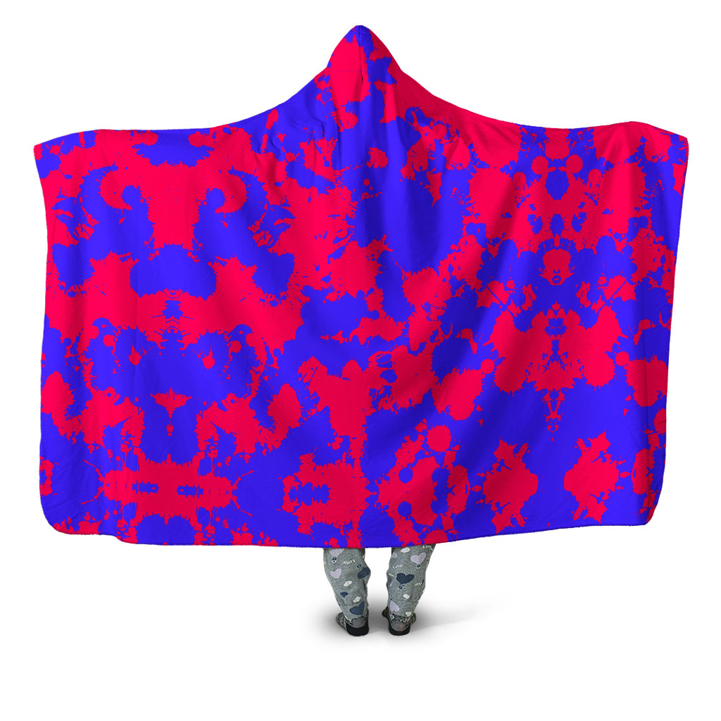 Big Tex Funkadelic - Pink and Violet Paint Splatter Hooded Blanket