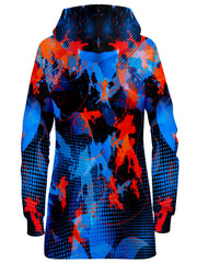 Blue and Orange Paint Splatter Hoodie Dress