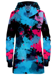 Pink and Blue Paint Splatter Hoodie Dress