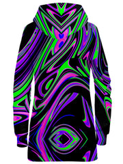 Violet and Lime Blackout Drip Hoodie Dress