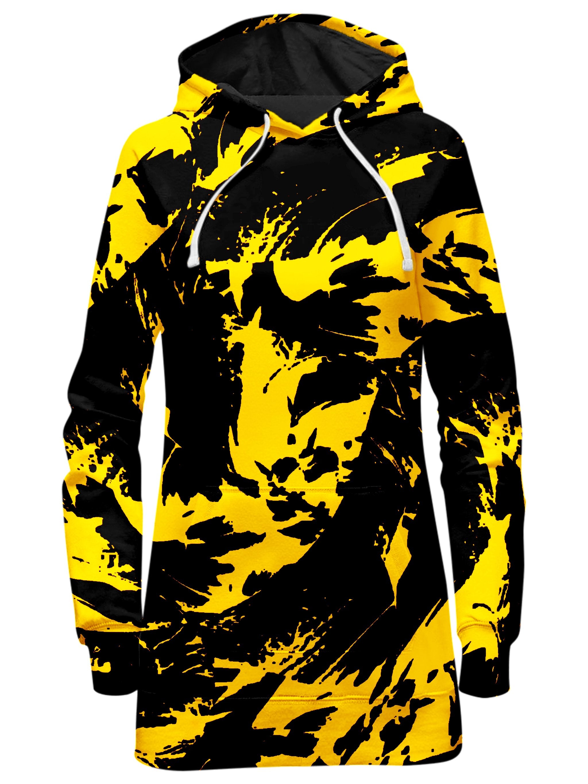 Black and Yellow Paint Splatter Hoodie Dress Big Tex Funkadelic Epic Hoodie
